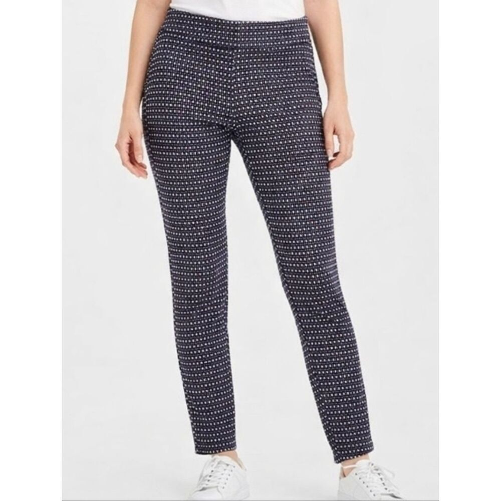 Bar lll Women's Black Ponte Geometric Skinny Leg Pull-on Pants